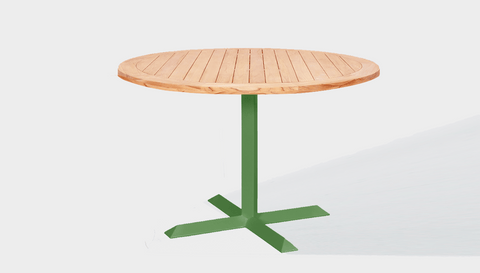 reddie-raw outdoor round dining table 60dia x 75H*cm / Solid Reclaimed Wood Teak~Natural / Metal~Green Andi Outdoor Pedestal Table