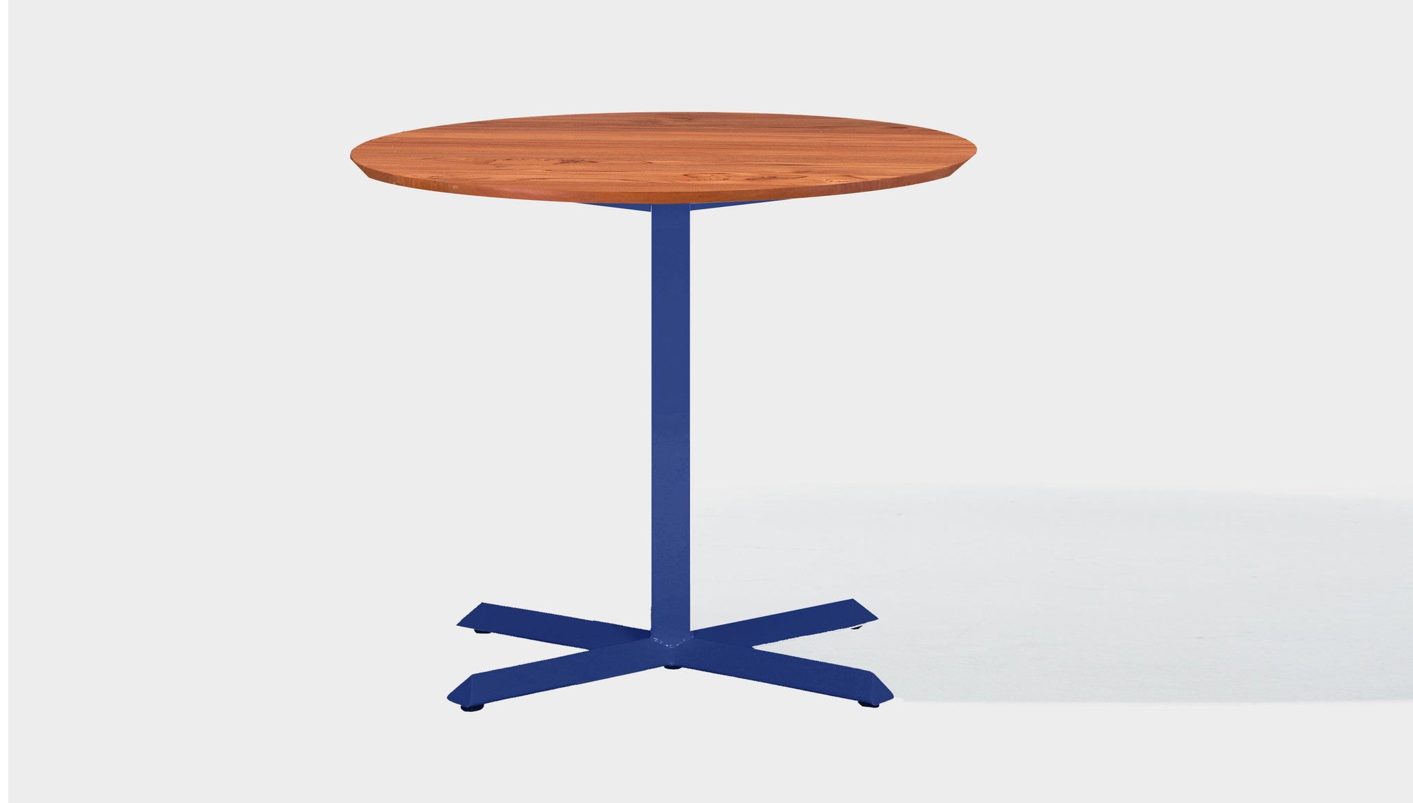 reddie-raw round 100dia x 75H *cm / Solid Reclaimed Wood Teak~Natural / Metal~Navy Andi Pedestal Table