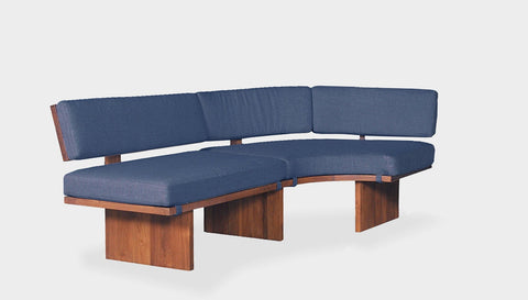 reddie-raw sofa 101W x 191D x 72H (42H seat) *cm  CURVED LEFT / Fabric~Davano Blue / Solid Reclaimed Wood Teak~Natural Bob Lounge Modular