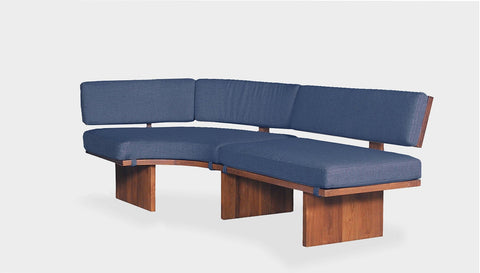 reddie-raw sofa 101W x 191D x 72H (42H seat) *cm  CURVED RIGHT / Fabric~Davano Blue / Solid Reclaimed Wood Teak~Natural Bob Lounge Modular