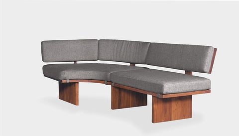reddie-raw sofa 101W x 191D x 72H (42H seat) *cm  CURVED RIGHT / Fabric~Davano Grey / Solid Reclaimed Wood Teak~Natural Bob Lounge Modular