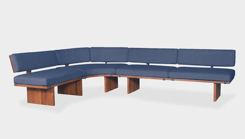 reddie-raw sofa 281W x 191D x 72 (42H seat) *cm / Fabric~Davano Blue / Solid Reclaimed Wood Teak~Natural Bob Lounge Modular