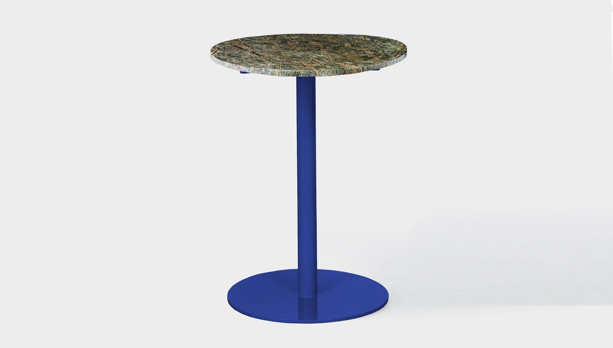 reddie-raw round 60dia x 100H *cm / Stone~Forest Green / Metal~Navy Bob Pedestal Table Marble Cafe & Bar Table (2 heights)