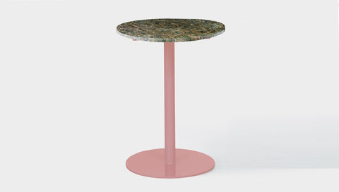 reddie-raw round 60dia x 100H *cm / Stone~Forest Green / Metal~Pink Bob Pedestal Table Marble Cafe & Bar Table (2 heights)