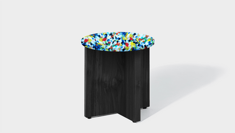 reddie-raw round side table 45dia x 45H *cm / Recycled bottle tops~freckles / Solid Reclaimed Wood Teak~Black Bob Side Table Round- Recycled Bottle Tops