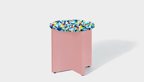 reddie-raw round side table 45dia x 45H *cm / Recycled bottle tops~freckles / Wood~Pink Bob Side Table Round- Recycled Bottle Tops