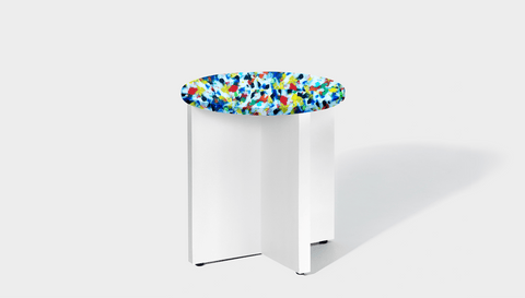 reddie-raw round side table 45dia x 45H *cm / Recycled bottle tops~freckles / Wood~White Bob Side Table Round- Recycled Bottle Tops