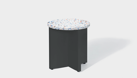 reddie-raw round side table 45dia x 45H *cm / Recycled bottle tops~Palette blue and pink / Wood~Grey Bob Side Table Round- Recycled Bottle Tops