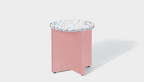 reddie-raw round side table 45dia x 45H *cm / Recycled bottle tops~Palette blue and pink / Wood~Pink Bob Side Table Round- Recycled Bottle Tops