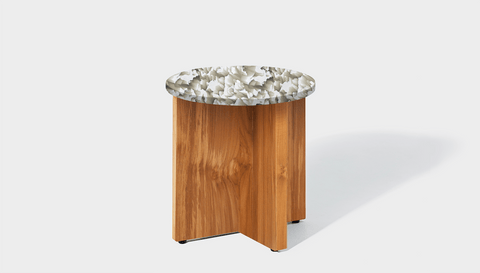 reddie-raw round side table 45dia x 45H *cm / Recycled bottle tops~Pearl / Solid Reclaimed Wood Teak~Natural Bob Side Table Round- Recycled Bottle Tops