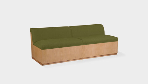 reddie-raw sofa 200W x 80D x 73H (43H seat) *cm / Fabric~Magma Grass / Wood Veneer~Oak Dylan Banquette