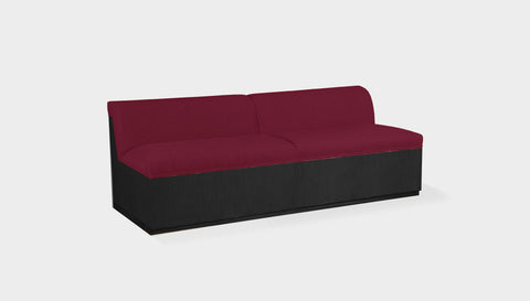 reddie-raw sofa 200W x 80D x 73H (43H seat) *cm / Fabric~Magma_Merlot / Wood Veneer~Black Dylan Banquette