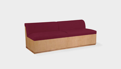 reddie-raw sofa 200W x 80D x 73H (43H seat) *cm / Fabric~Magma_Merlot / Wood Veneer~Oak Dylan Banquette
