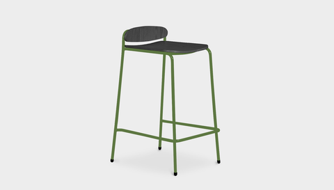reddie-raw stool 55W x 53D x 86H *cm (75H seat) / Wood Veneer~Black / Metal~Green Kami Stackable Bar Stool
