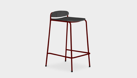 reddie-raw stool 55W x 53D x 86H *cm (75H seat) / Wood Veneer~Black / Metal~Rust Kami Stackable Bar Stool