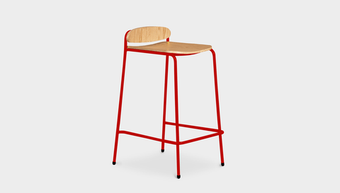 reddie-raw stool 55W x 54D x 81H *cm (65H seat) / Wood Veneer~Oak / Metal~Rust Kami Stackable Bar Stool