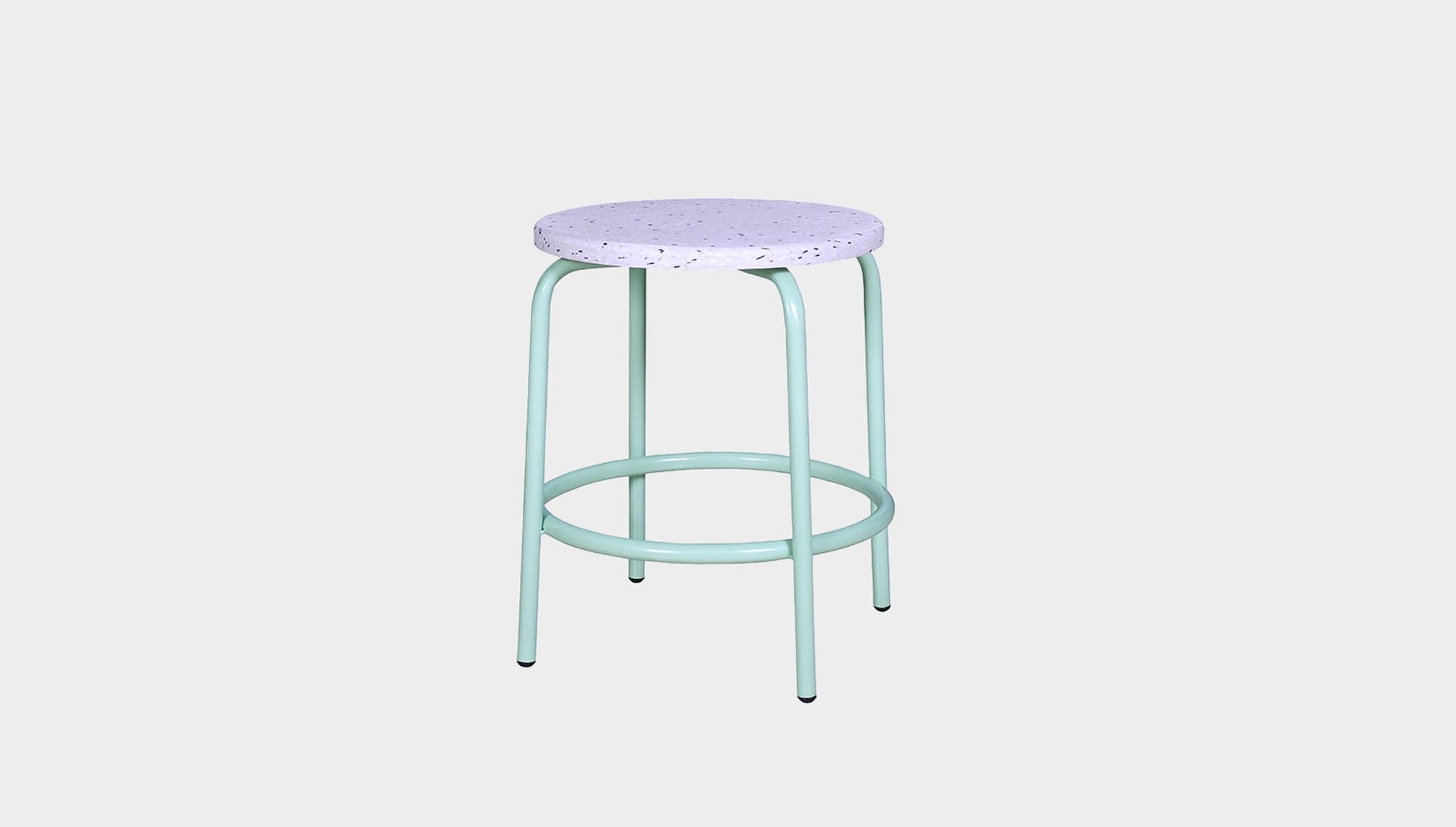 reddie-raw stool 35dia x 45H* cm / Recycled Bottle Tops~Dalmation / Metal~Mint Milton Low Stool - Recycled Plastic