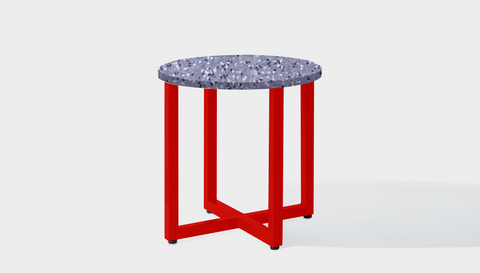 reddie-raw round side table 45dia x 45H *cm / Recycled bottle tops~Cement / Metal~Red Suzy Side Table Round- Recycled Bottle Tops