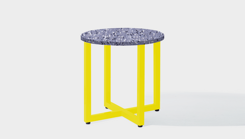 reddie-raw round side table 45dia x 45H *cm / Recycled bottle tops~Cement / Metal~Yellow Suzy Side Table Round- Recycled Bottle Tops