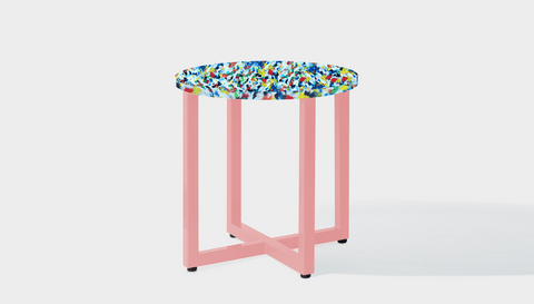 reddie-raw round side table 45dia x 45H *cm / Recycled bottle tops~freckles / Metal~Pink Suzy Side Table Round- Recycled Bottle Tops