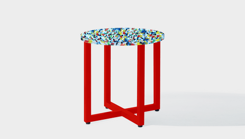 reddie-raw round side table 45dia x 45H *cm / Recycled bottle tops~freckles / Metal~Red Suzy Side Table Round- Recycled Bottle Tops