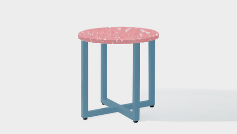reddie-raw round side table 45dia x 45H *cm / Recycled bottle tops~Peach / Metal~Blue Suzy Side Table Round- Recycled Bottle Tops