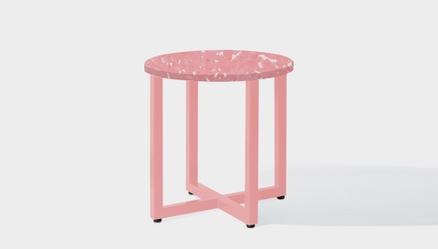 reddie-raw round side table 45dia x 45H *cm / Recycled bottle tops~Peach / Metal~Pink Suzy Side Table Round- Recycled Bottle Tops