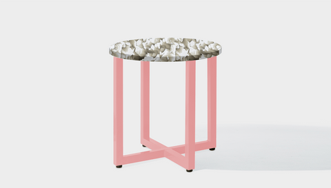 reddie-raw round side table 45dia x 45H *cm / Recycled bottle tops~Pearl / Metal~Pink Suzy Side Table Round- Recycled Bottle Tops
