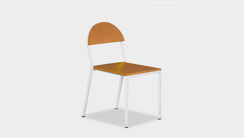 reddie-raw dining chair 42W x 52D x 80H *cm (45H seat) / Wood Veneer~Teak / Metal~White Suzy Stackable Dining Chair Round