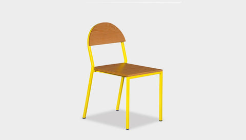 reddie-raw dining chair 42W x 52D x 80H *cm (45H seat) / Wood Veneer~Teak / Metal~Yellow Suzy Stackable Dining Chair Round