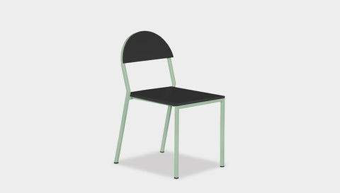 reddie-raw dining chair 42W x 52D x 80H *cm (45H seat) / Lacquer~Black / Metal~Mint Suzy Stackable Dining Chair Round- Colour
