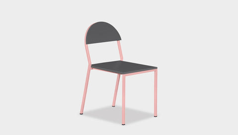 reddie-raw dining chair 42W x 52D x 80H *cm (45H seat) / Lacquer~Grey / Metal~Pink Suzy Stackable Dining Chair Round- Colour