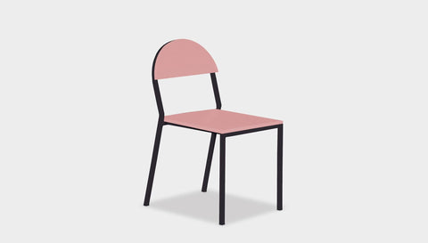 reddie-raw dining chair 42W x 52D x 80H *cm (45H seat) / Lacquer~Pink / Metal~Grey Suzy Stackable Dining Chair Round- Colour