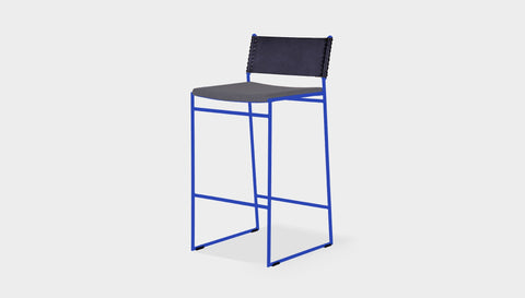 reddie-raw dining chair 47W x 49D x 90H *cm (65H seat) / Fabric~Vienna Midgrey / Metal~Navy Willy Sling Bar Stool