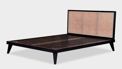 reddie-raw beds Double 146W x 198L x 100H (bed base 30H) *cm / Wood Teak~Black Vinny Rattan Bed