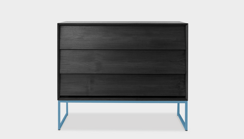 reddie-raw chest of drawers 110W x 50D x 90H *cm / Wood Teak~Black / Metal~Blue Suzy Chest Of Drawers