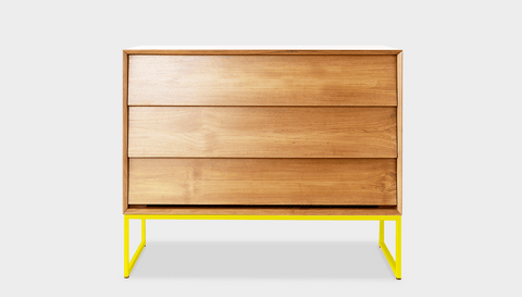 reddie-raw chest of drawers 110W x 50D x 90H *cm / Wood Teak~Oak / Metal~Yellow Suzy Chest Of Drawers