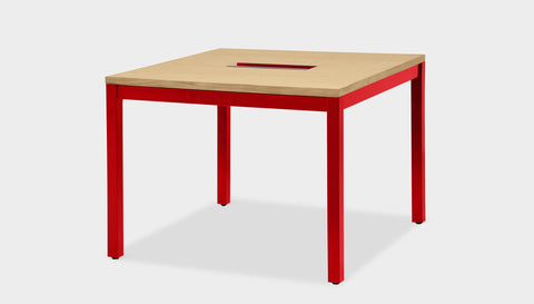 reddie-raw desk 100W x 100D x 75H *cm / Wood-Veneer~Oak / Metal~Red Bob Hot Desk