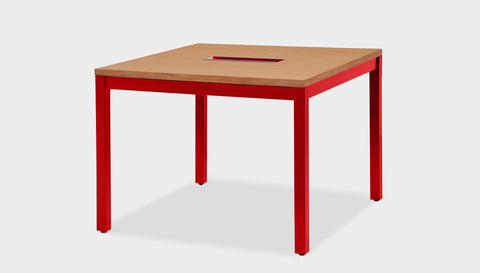reddie-raw desk 100W x 100D x 75H *cm / Wood-Veneer~Teak / Metal~Red Bob Hot Desk