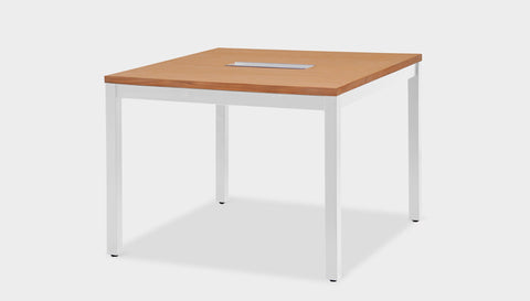 reddie-raw desk 100W x 100D x 75H *cm / Wood-Veneer~Teak / Metal~White Bob Hot Desk