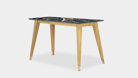 reddie-raw desk 150L x 60D x 75H *cm / Stone~Black Veined Marble / Wood Teak~Oak Vinny Desk