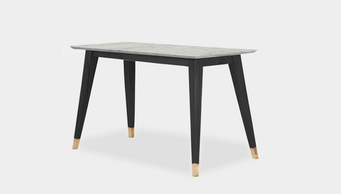 reddie-raw desk 150L x 60D x 75H *cm / Stone~White Veined Marble / Wood Teak~Black Vinny Desk