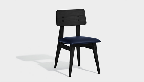 reddie-raw dining chair 46W x 54D x 82H *cm / Wood Teak~Black / Leather~Navy Vinny Dining Chair