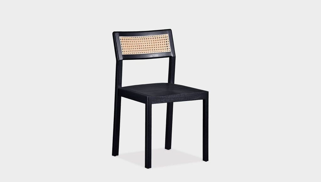 reddie-raw dining chair 46W x 54D x 82H *cm / Wood Teak~Black / Wood Seat Rita Rattan Dining Chair