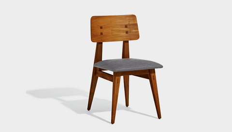 reddie-raw dining chair 46W x 54D x 82H *cm / Wood Teak~Natural / Fabric~Keylargo Lead Vinny Dining Chair