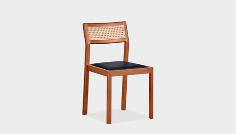 reddie-raw dining chair 46W x 54D x 82H *cm / Wood Teak~Natural / Leather~black Rita Rattan Dining Chair
