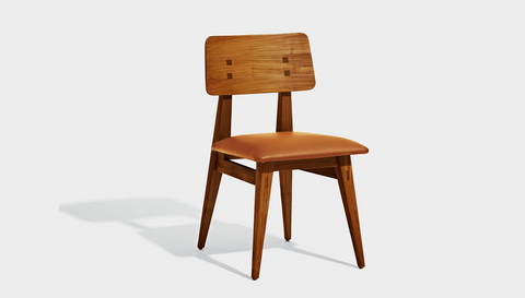 reddie-raw dining chair 46W x 54D x 82H *cm / Wood Teak~Natural / Leather~Tan Vinny Dining Chair