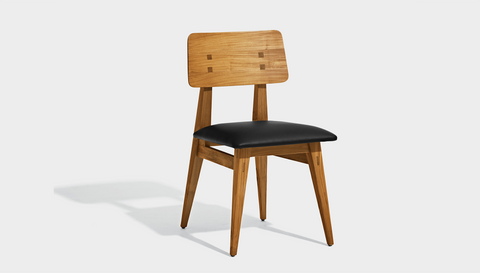 reddie-raw dining chair 46W x 54D x 82H *cm / Wood Teak~Oak / Leather~Black Vinny Dining Chair