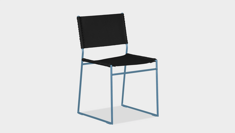 reddie-raw dining chair 47W x 50D x 82H *cm / Leather~Black / Metal~Blue Willy Sling Dining Chair