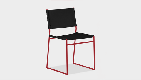 reddie-raw dining chair 47W x 50D x 82H *cm / Leather~Black / Metal~Red Willy Sling Dining Chair